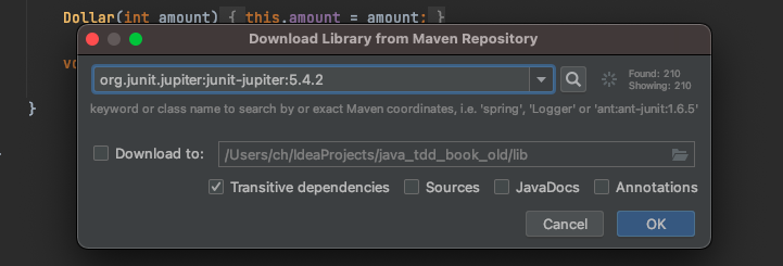 Download library from Maven Repository 창 스크린샷